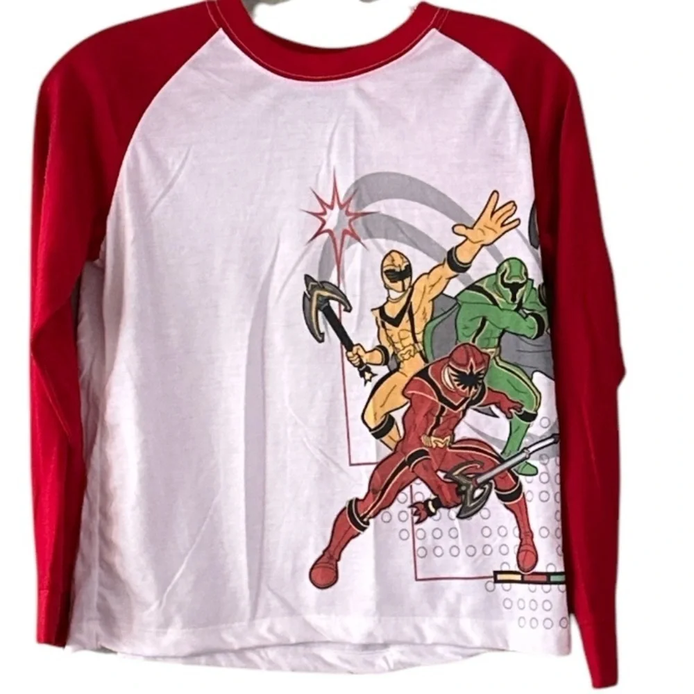 Disney Power Rangers Pajamas Raglan Top Printed Cargo Bottom Elastic Waistband
